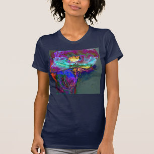 Romantische elegante paarse blauwgroen bloemschild t-shirt