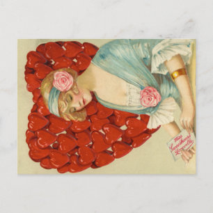 Romantische Elegante Retro Valentijn, John Winsch Briefkaart