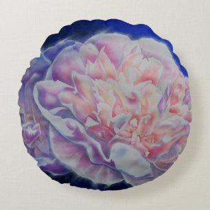 Romantische elegante roze witte pastel waterverf rond kussen