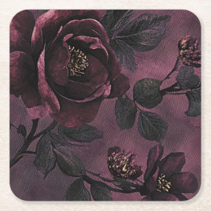Romantische Elegante rozen & Donkere Vintage bloem Vierkante Kartonnen Onderzetter