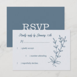 Romantische elegante stoffige blauwe bloemen bruil RSVP kaartje