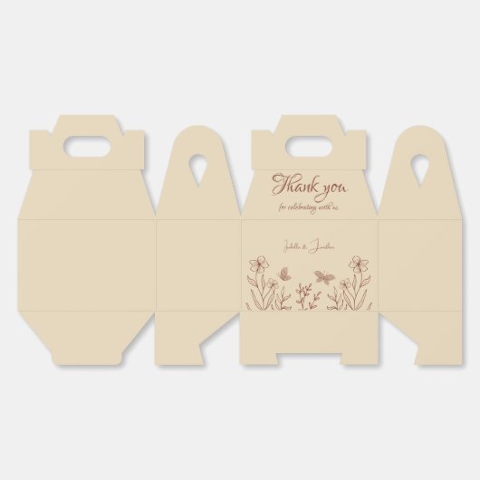 Romantische elegante terracotta bloemenbruiloft bedankdoosjes (Ongevouwen)