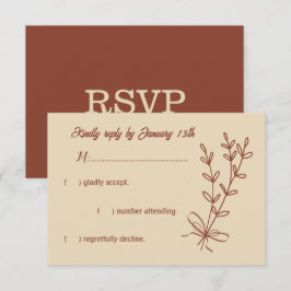 Romantische elegante terracotta bloemenbruiloft RSVP kaartje