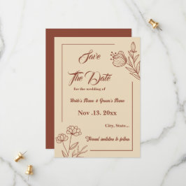 Romantische elegante terracotta bloemenbruiloft save the date