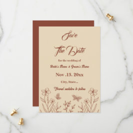 Romantische elegante terracotta bloemenbruiloft save the date