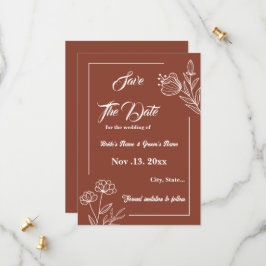 Romantische elegante terracotta bloemenbruiloft save the date