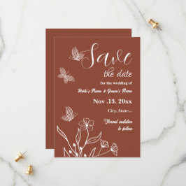 Romantische elegante terracotta bloemenbruiloft save the date