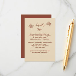 Romantische elegante terracotta vlinders bruiloft informatiekaartje