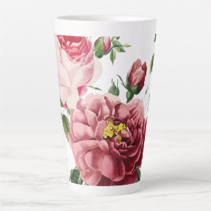 Romantische Elegante Vintage Roze Engelse Rozen Latte Mok