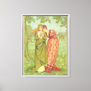 Romantische Elegante Vintage Valentijn, Victoriaan Canvas Afdruk