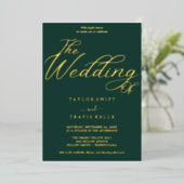 Romantische Emerald & Gold Folie Wedding Folie Uitnodiging (Staand Voorkant)