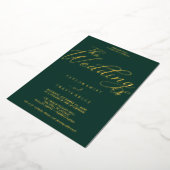 Romantische Emerald & Gold Folie Wedding Folie Uitnodiging (Gedraaid)