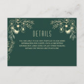 Romantische Emerald Green Wedding Details Kaart (Voorkant)