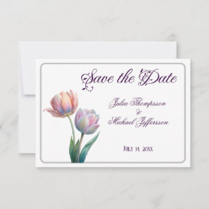 Romantische en poëtische pasteltulpen Waterverf Save The Date