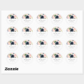 Romantische en zoete Navy Floral Blush Bruidsmeisj Ronde Sticker (Vel)