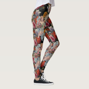 ROMANTISCHE ENGEL DIE ROZE ROZEN EN BLOEMEN VERZAM LEGGINGS