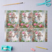 ROMANTISCHE ENGEL DIE ROZE ROZEN EN BLOEMEN VERZAM TISSUEPAPIER (Craft)