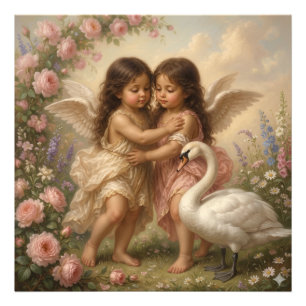 romantische engel kinderkamer decor    foto afdruk
