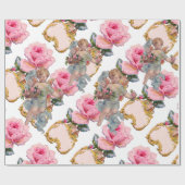 ROMANTISCHE ENGEL VERZAMELEN ROZE ROZEN CADEAUPAPIER (Vlak)