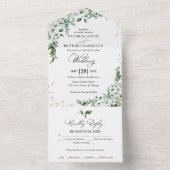 Romantische eucalyptus groen bruiloft all in one uitnodiging (Binnen)