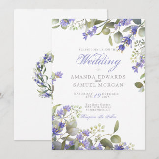 Romantische Eucalyptus & Lavendel Bruiloft Kaart