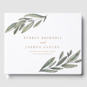 Romantische Evergreen Botanische Bruiloft Gastenboek (Voorkant)