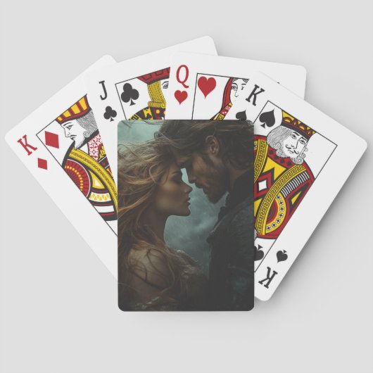 Romantische Fantasy liefhebbers in Storm Pokerkaarten (Achterkant)