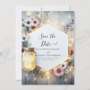 Romantische Field Mason Jar bruiloft Save The Date