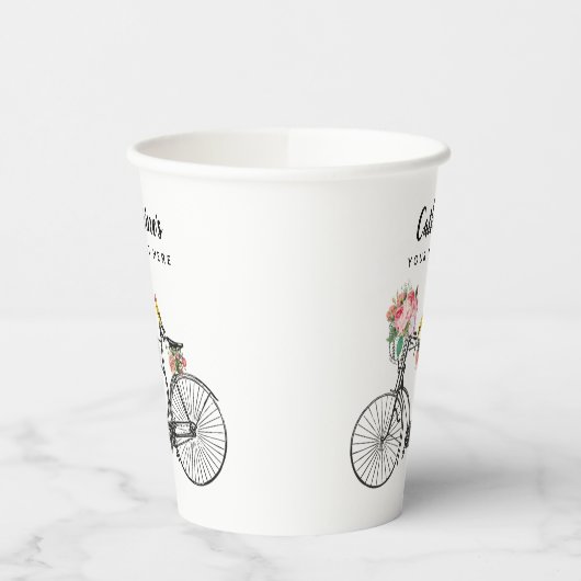 Romantische fiets bloemen papieren bekers (Links)