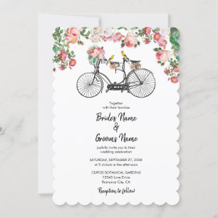 Romantische fietsenbloemen en vogelweddenschappen kaart