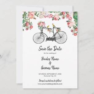Romantische  fietsenbloemen en vogelweddenschappen save the date