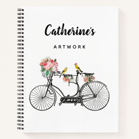Romantische  fietsenbloemen notitieboek (Voorkant)