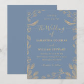 Romantische Floral Botanische Periwinkle Bruiloft Kaart (Voorkant / Achterkant)