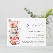 Romantische Floral bruids thee Kaart (Staand voorkant)