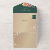 Romantische Floral Emerald Green Wedding All In One Uitnodiging (Buitenkant)
