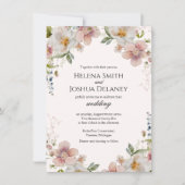 Romantische Floral Spring Wedding Kaart (Voorkant)
