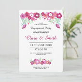 Romantische Floral Verloving Kaart (Staand voorkant)