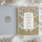 Romantische Floral Vine Art Nouveau bruiloft Kaart