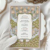 Romantische Floral Vine Art Nouveau bruiloft Kaart