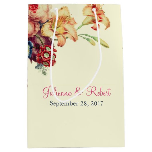 Romantische  Floral Wedding Gift Bag Medium Cadeauzakje (Voorkant)