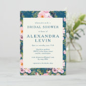 Romantische Florals in blauw Vrijgezellenfeest Kaart (Staand voorkant)