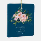 Romantische Florals in Blue Wedding Keramisch Ornament (Rechts)