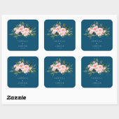 Romantische Florals in Blue Wedding Vierkante Sticker (Vel)
