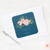 Romantische Florals in Blue Wedding Vierkante Sticker (Envelop)