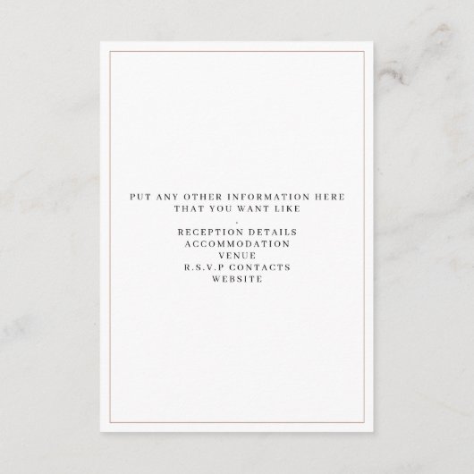 Romantische foto eenvoudig De Details Enclosure Ka Informatiekaartje (Achterkant)