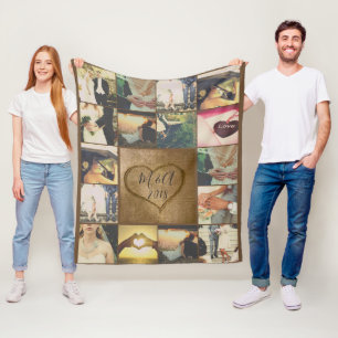 Romantische fotoboommonogram fleece deken