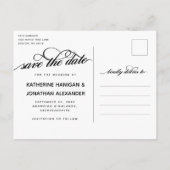 Romantische fotocollage bruiloft zwart script aankondigingskaart (Achterkant)