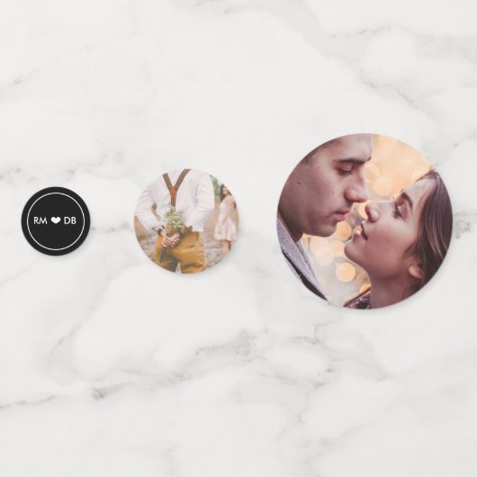 Romantische foto's - Hart & Monogram Confetti (Achterkanten)