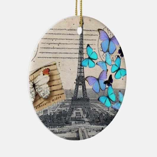 romantische franse franse reisparijs eiffeltoren keramisch ornament (Rechts)