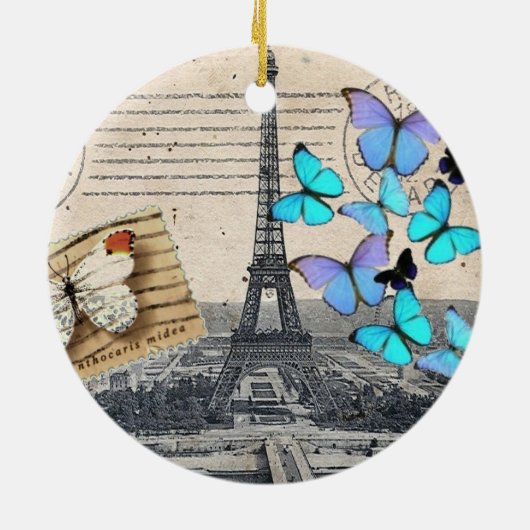 romantische franse franse reisparijs eiffeltoren keramisch ornament (Achterkant)